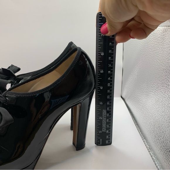 Moschino PATENT LEATHER HEELS black Oxford lace women’s size EU 37.5 US 7.5 - Picture 6 of 10